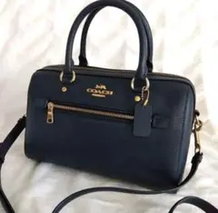 COACH ローアン サッチェルショルダーバッグ ミニボストン レザー ネイビー