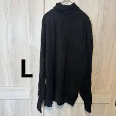 Eddie Bauer ブラック 黒 タートルネック セーター 【L】 古着