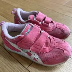 アシックス ピンク スニーカー マジックテープ 17.5cm