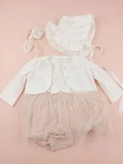 ベビードレス ジャケット ワンピース 帽子 リボンセット