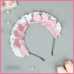 メイドカチューシャ ピンク コスプレ リボン ロリータ イベント 撮影 萌え