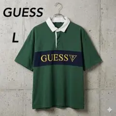 GUESS ゲス ロゴ刺繍入り半袖ラガーシャツ Lサイズ グリーンのサムネイル