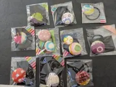 カラフルなボタン付きヘアゴム12個セット