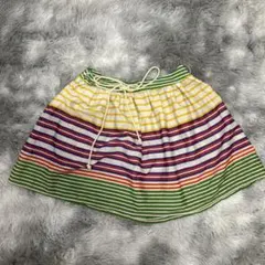 美品✨【ZARA】南国スカート ボーダー 総柄 ロープリボン付き (M)