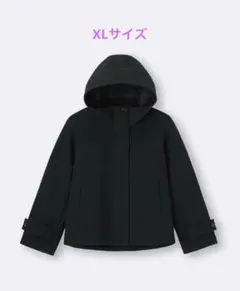 GUコージーメルトンショートフーディコート ブラック XLサイズ