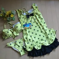 ５２　ビーチクイーン　４点セット水着９号　イエロー