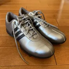 adidas ゴルフシューズ シルバー 3本ストライプ