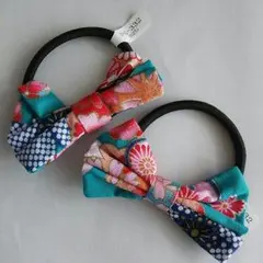 新品★和柄リボンヘアゴム★2個セット★浴衣や着物にも★