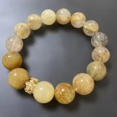 最終値下げ‼️大粒ゴールドルチルクォーツ天然石ブレスレット