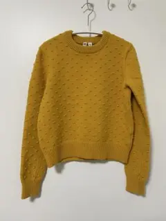 ドット編み セーター Mサイズ　ユニクロU ウール100%イエロー　黄色　ニット