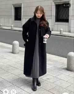 thevon フェイクウールパイピングスタンドカラーコート