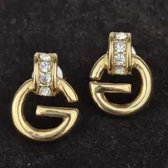 美品✨️GIVENCHY ジバンシィ ピアス Gロゴ ラインストーン ゴールドのサムネイル