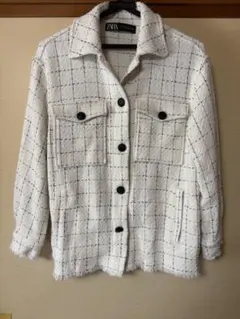 ZARA チェック柄ツイードジャケット Sサイズ