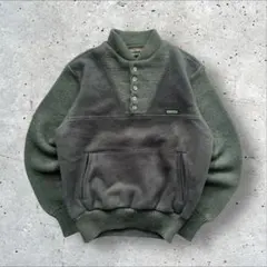 90s Remingtonフリース切替セーターヘンリーネックプルオーバーオリーブ