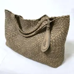 FALORNI 編み込み レザー トート バッグ ラムレザー イントレチャート