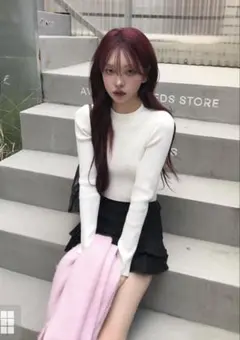 GRL ボトルネックリブニットトップス mh108