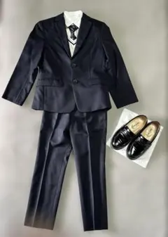 コムサ　エンジェル　キッズ　セレモニースーツ130全身セット　ネイビーストライプ