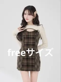 ニットボレロダブルチェックミニワンピース　darich ブラウン