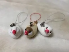 文鳥のストラップ 3個セット