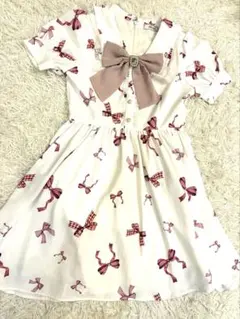 Ank Rouge リボン総柄 ワンピース ビッグリボン 姫系　ロリータ