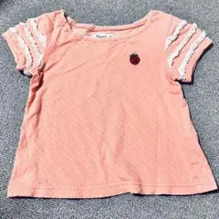 いちご刺繍 フリル袖 Tシャツ 90cm youpi！のサムネイル