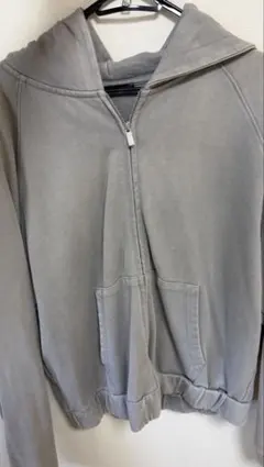 ZARA ジップパーカー　リブ短丈　Lサイズ　グレー