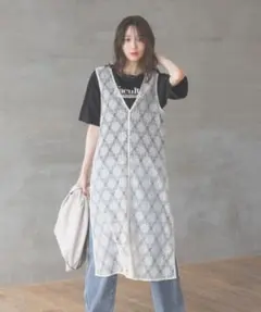 グローバルワーク　レース ノースリーブ ロングワンピース