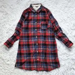 Final Decision　ネルシャツワンピース　チェック　Ｍ　ゆったり