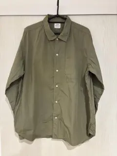 coen 長袖カラーシャツ カーキ Lサイズ