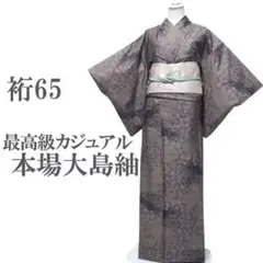 本場大島紬 着物 袷 泥染 9マルキ 濃紺色 裄69 TL 新古品 sn1934