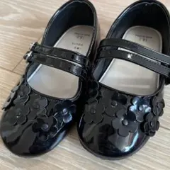 ブラック フラワー装飾 フォーマルシューズ 18.0cm