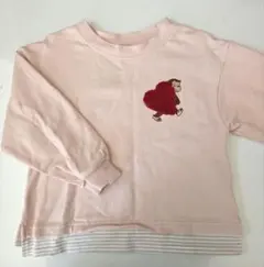 petit main ハート刺繍 おさるのジョージ 長袖カットソー 100cm