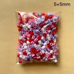 アクリルビーズ　495個　5×5mm　アソート　現品　P5　ストライプ