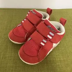 アシックス　スクスク赤 ベビーシューズ ベルクロ