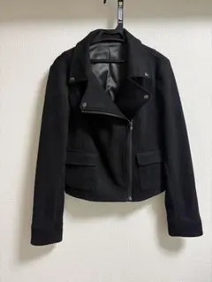 美品　ブラック　スウェード　ライダースジャケット S