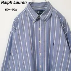 【90s】ラルフローレン BDシャツ ストライプ柄 刺繍ロゴ XL ビンテージ