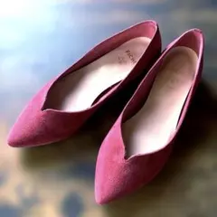 ピンク　ポインテッドトゥ ローヒール シューズ PICHE ABAHOUSE