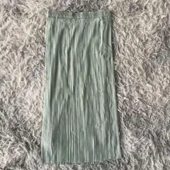 『UNIQLO』ユニクロ　シフォンプリーツスカートナロースカート　ロング丈　黄緑