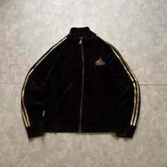 adidas velour track jacket black gold