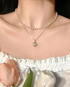 【ラスト一点】パール二連ネックレス ゴールド