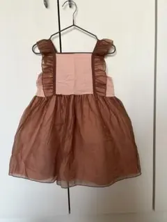 フリル付きベビードレス 90cm ピンクブラウン