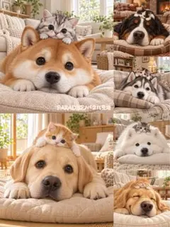PARADISEパネル生地　 犬柄　猫柄　P702