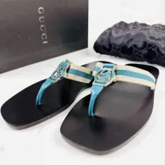 美品 GUCCI サンダル インターロッキングG トング ターコイズ ブルー 5のサムネイル