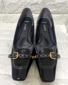 アシックス ウォーキング❀エナメル 本革 ブラック 23.5