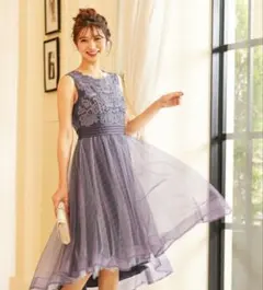 パープル Aライン パーティードレス　ドリードール　オケージョンドレス