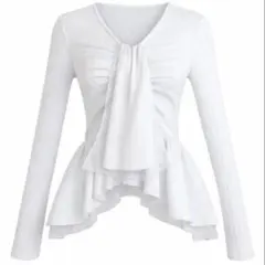 YILON yilon TIE PEPLUM LACE BLOUSE BLUE - メルカリ