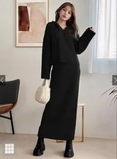 パーカー×タイトスカート　ニットセットアップ　GRL