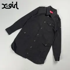 美品 X-girl 星柄ワークシャツワンピース ブラック サイズ1*FD190