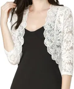 レースボレロ　花柄　Sサイズ　七分袖　前開き