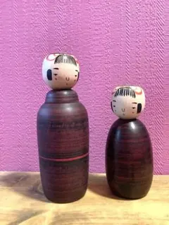 創作こけし 2体セット 木工芸品　三平　こけし　遺品整理　美術品　コレクション 創作こけし 2体セット 木工芸品 三平 こけし 遺品整理 美術品
